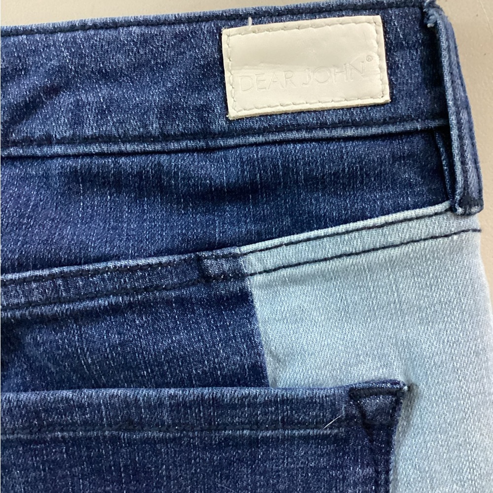 Dear John Two-Tone Patchwork Retro Wide Flare Leg Denim Jeans - Picture 9 of 11